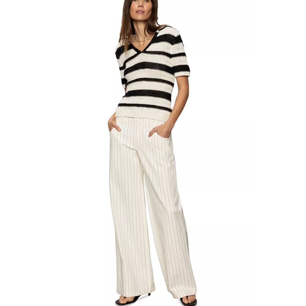 Sanctuary Arden Wide Leg Striped Pants | Sz 29, Black White NWT - Picture 3 of 11